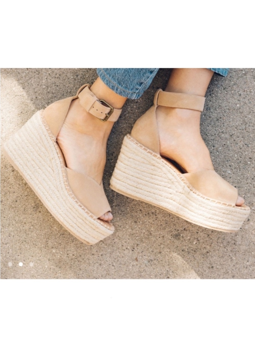 SOLUDOS Positano Leather Espadrille Wedge Platform Sandal Tan Size 10